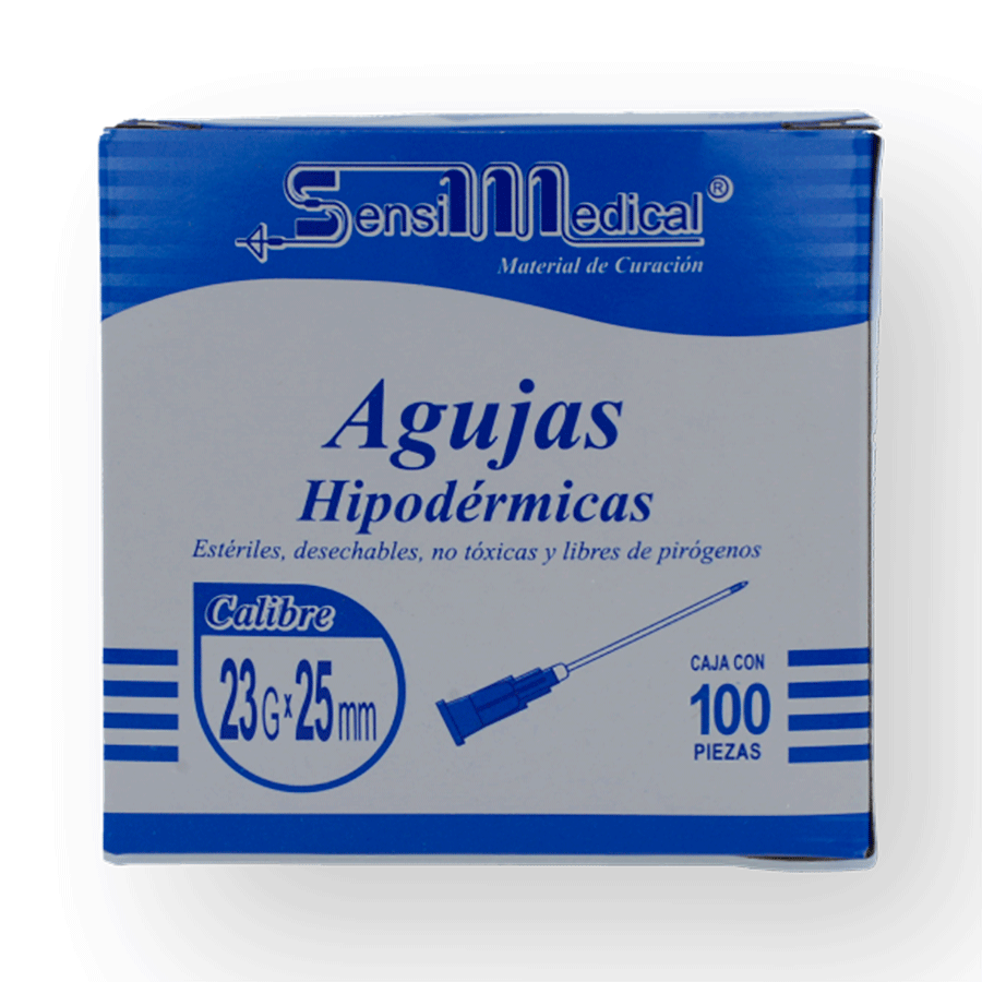 AGUJA HIPODERMICA (AZUL) 23GX25MM 100PZS