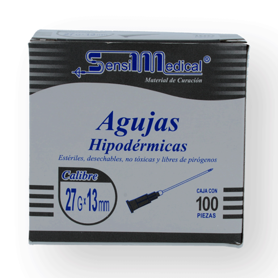 AGUJA HIPODERMICA (GRIS) 27GX13MM 100PZS