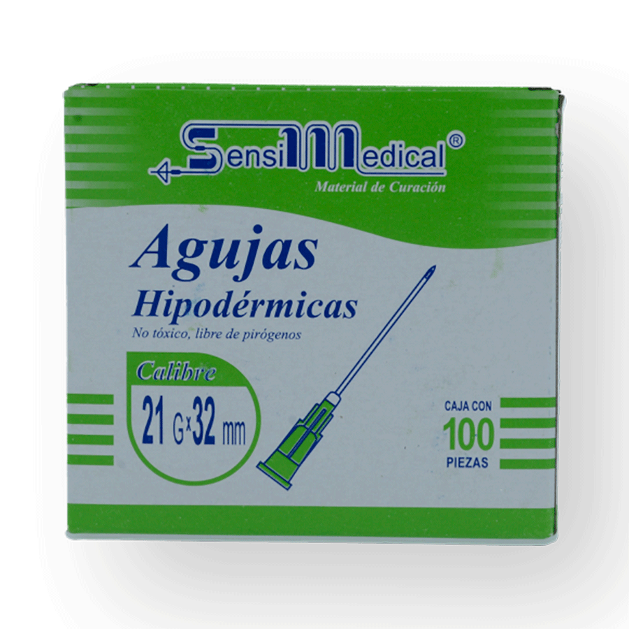 AGUJA HIPODERMICA (VERDE) 21GX32MM 100PZS