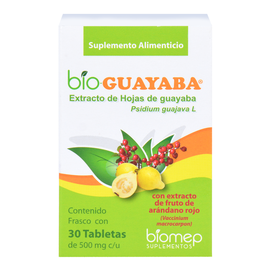 BIO GUAYABA (EXTRACTO DE HOJAS DE GUAYABA/EXTRACTO DE FRUTO DE ARANDANO ROJO) 30TABS