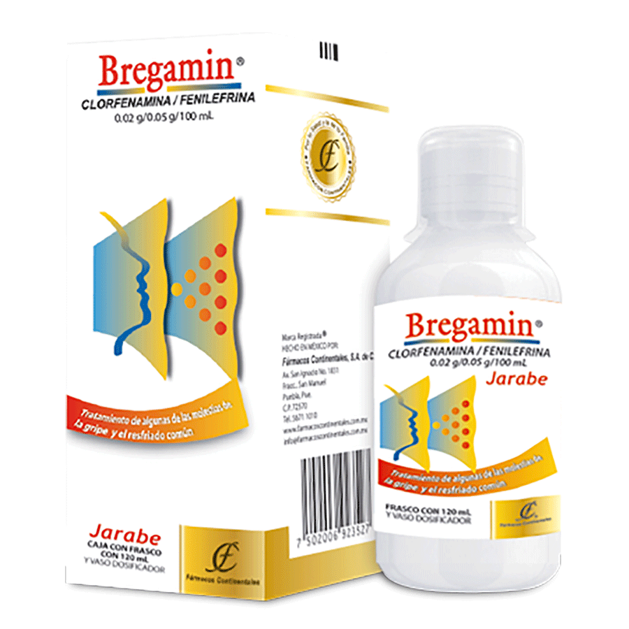 BREGAMIN (CLORFENAMINA/FENILEFRINA 20MG/500MG/100ML)120ML JBE