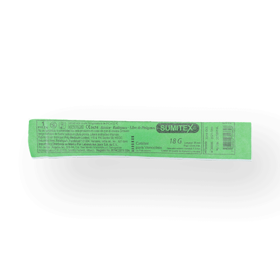 CATETER INTRAVENOSO VERDE 18GX33 MM 1PZA