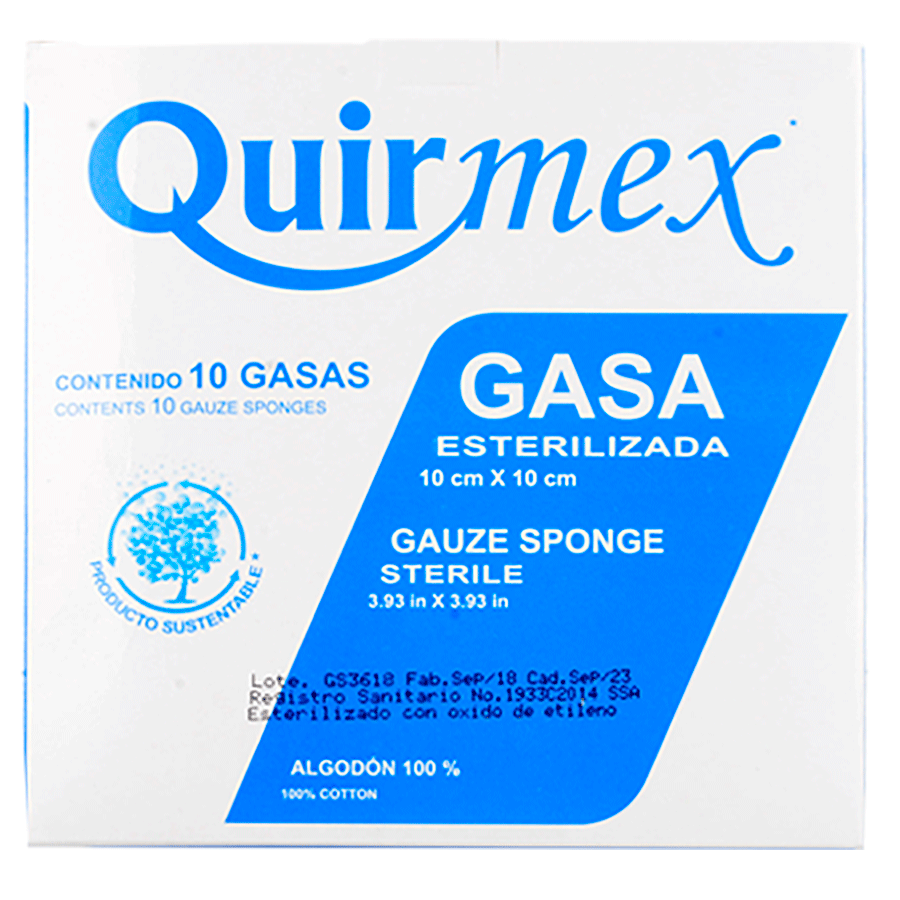 GASA ESTERILIZADA 10CMx10CM 10PZS