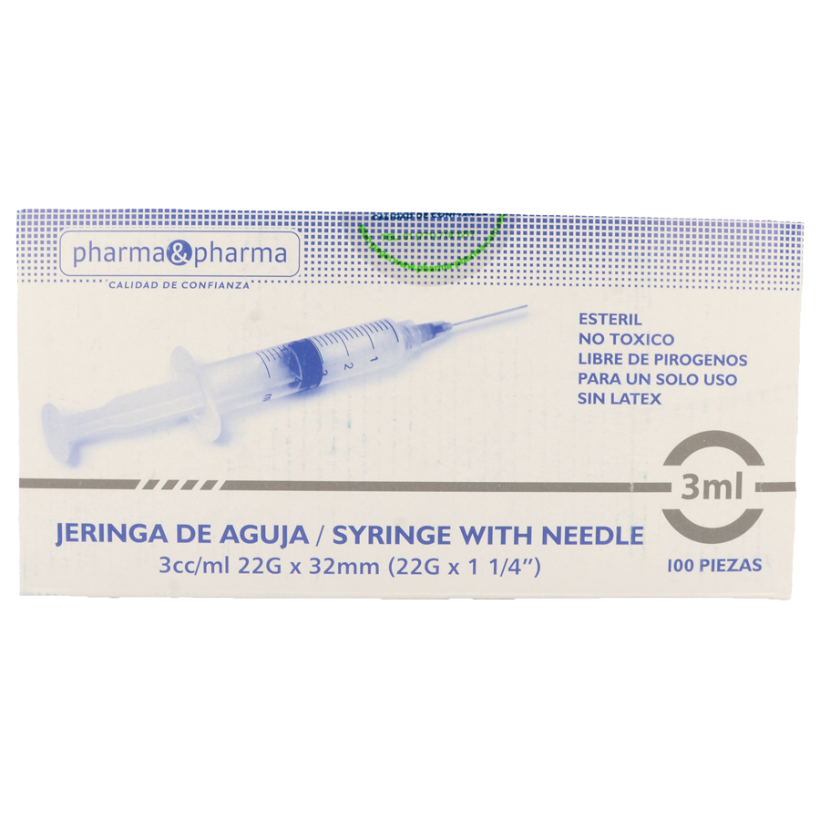 JERINGA 22G X 32MM 3ML 100PZS