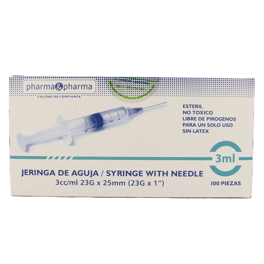 JERINGA 23G X 25MM 3ML 100PZS