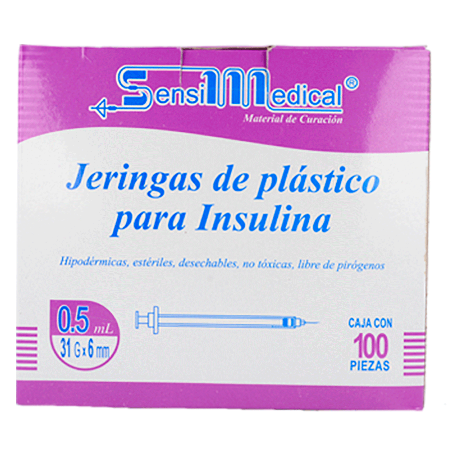 JERINGA PARA INSULINA 0.5ML 31GX6MM 100PZS