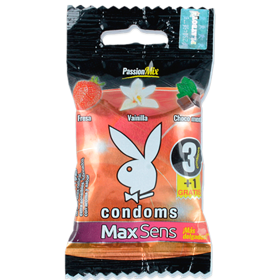 PLAYBOY CONDOMS MAXSENS FRESA VAINILLA CHOCOMENTA 3PZS