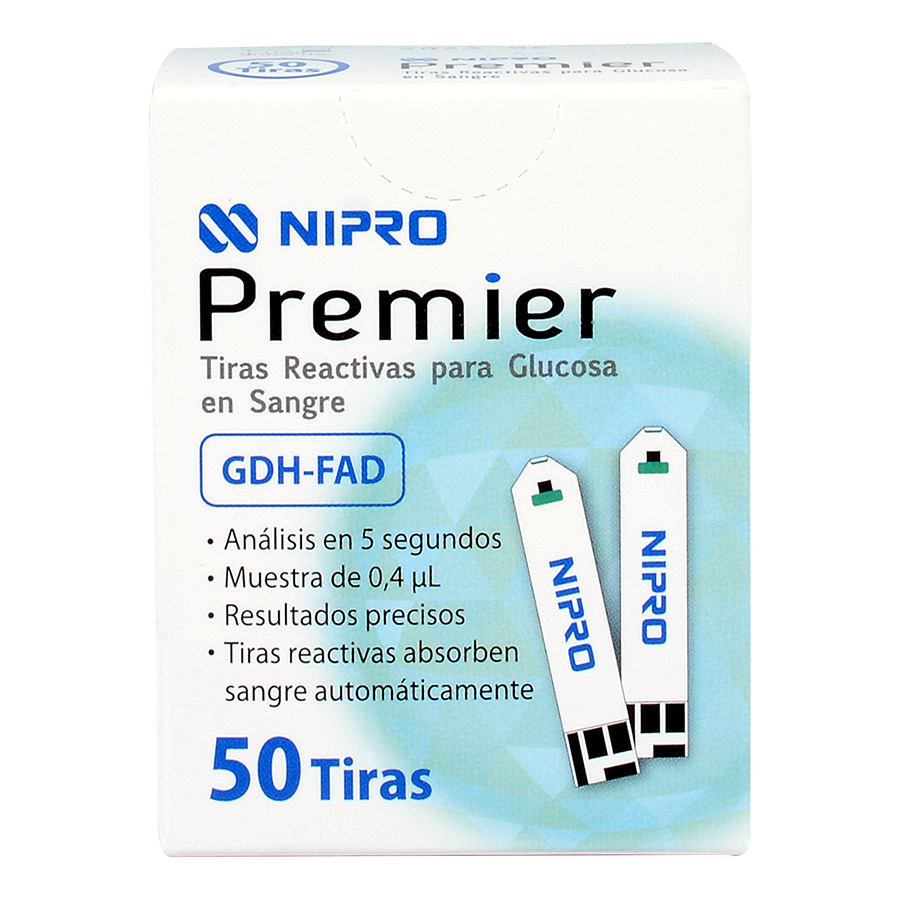 PREMIER TIRAS REACTIVAS NIPRO 50TIRAS